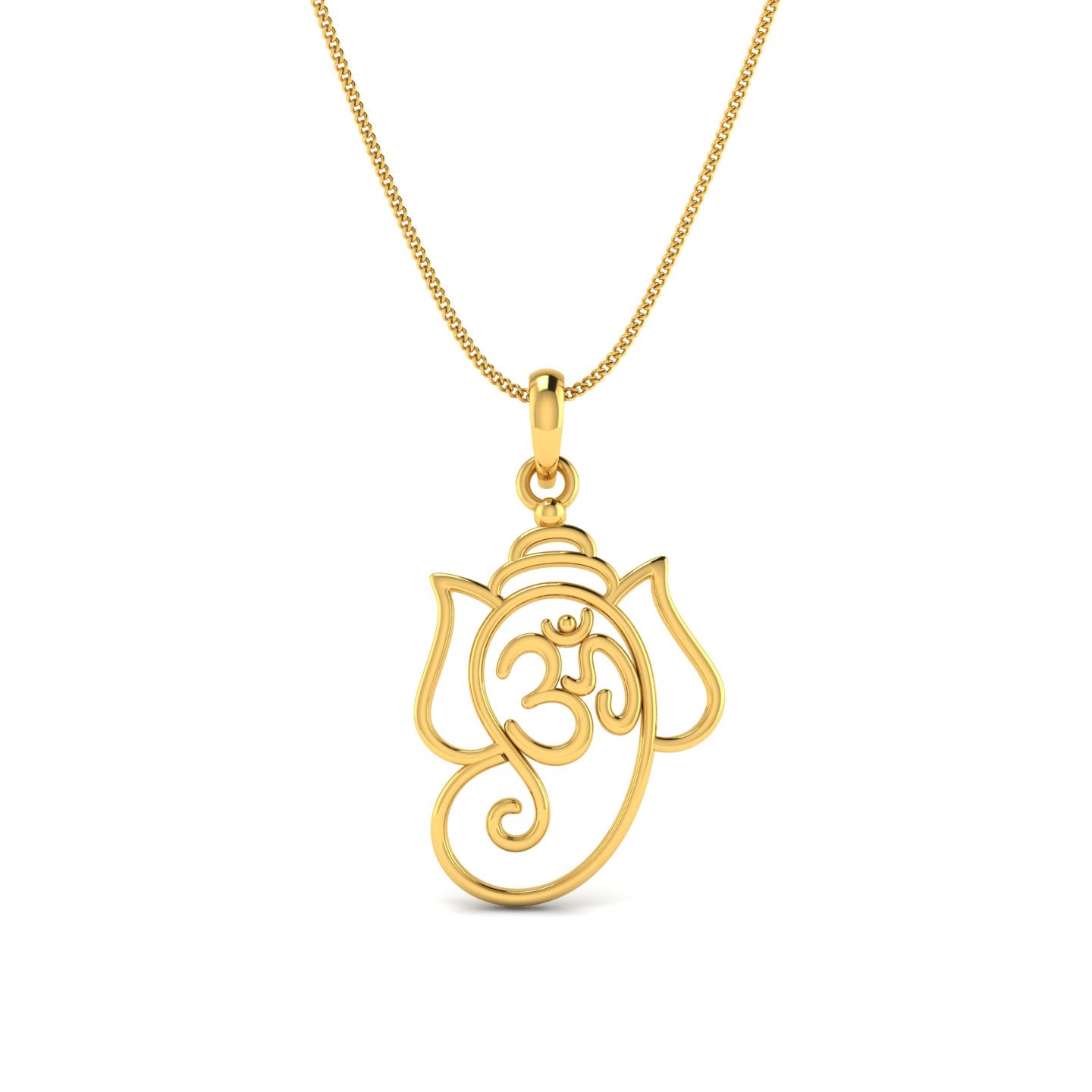 Lord Ganesha OM Spiritual 18 KT Yellow Gold Pendant