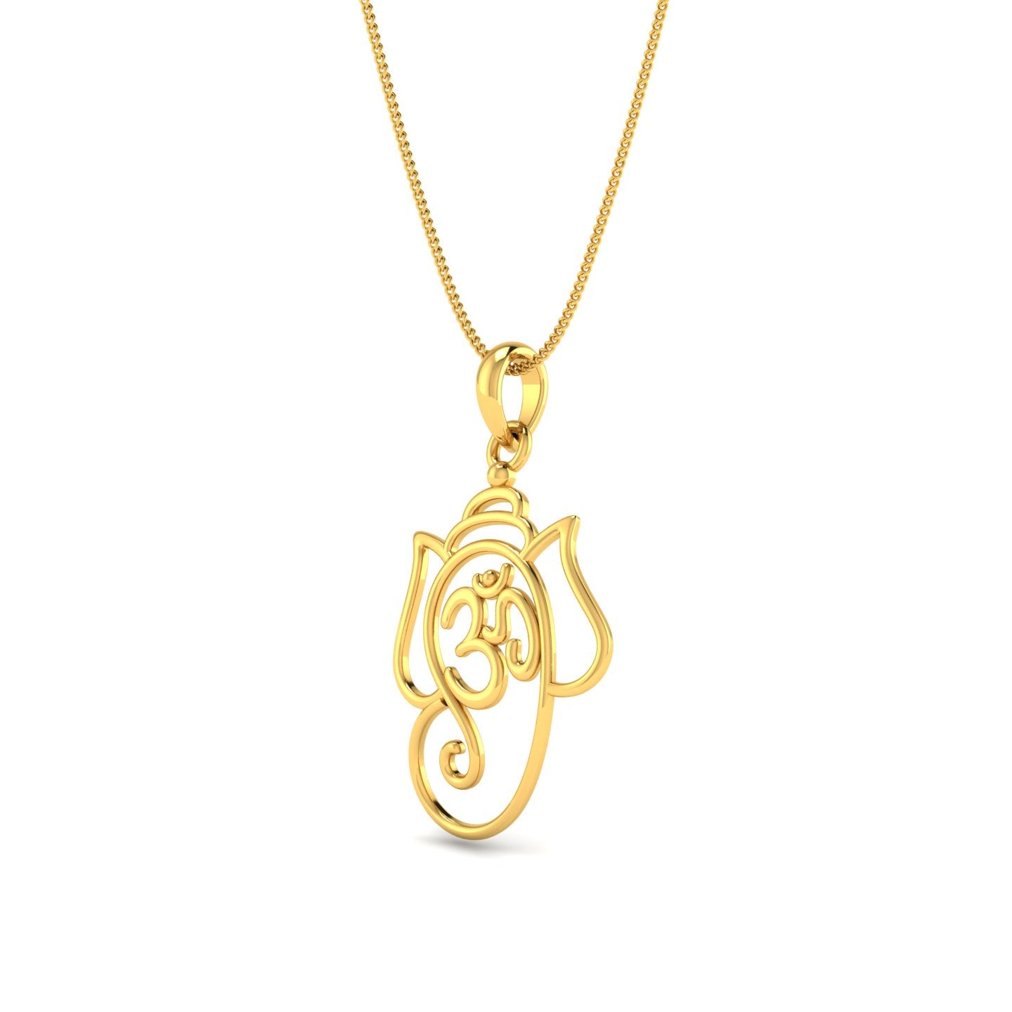 Lord Ganesha OM Spiritual 18 KT Yellow Gold Pendant