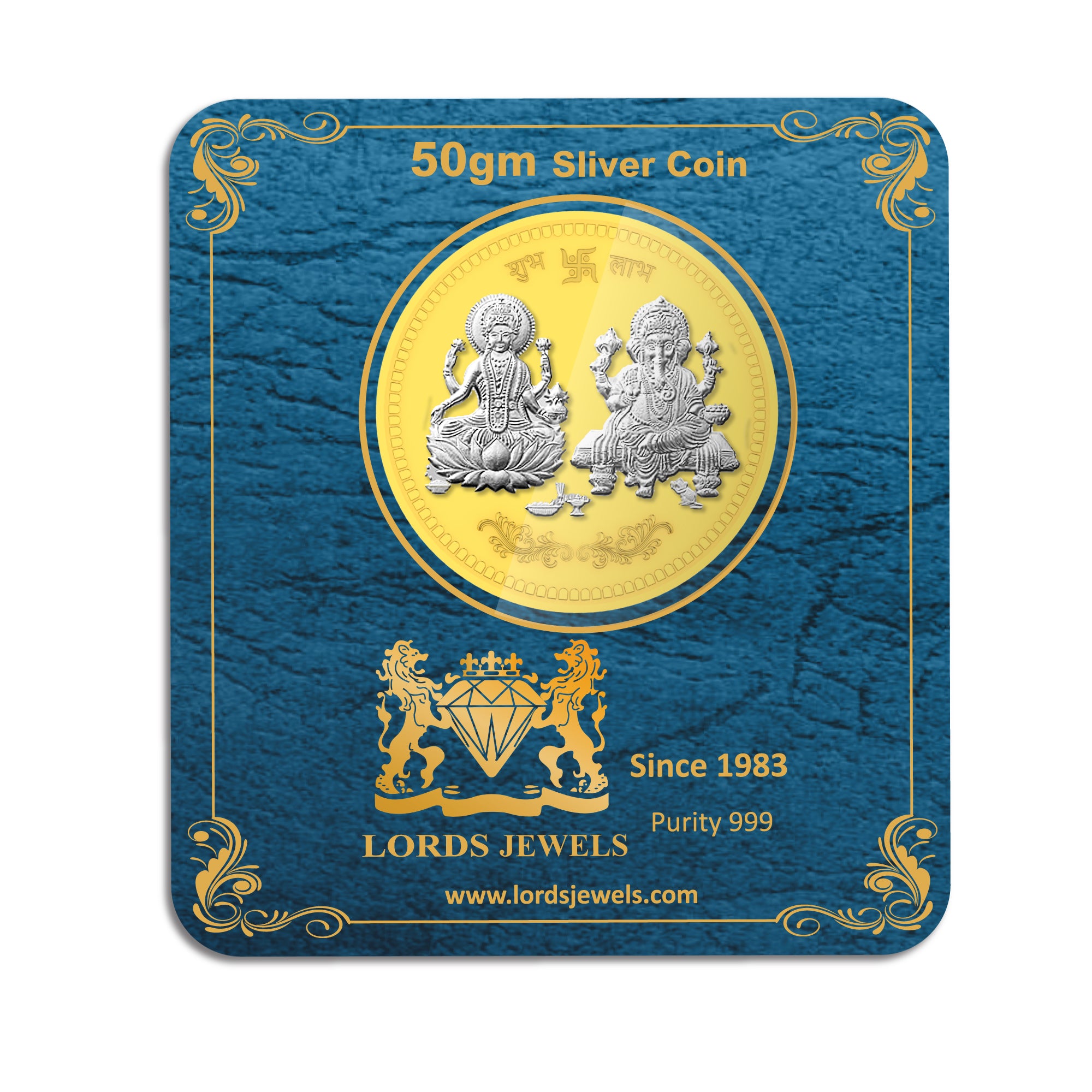 Laxmi Ganesh Ji Gold Plated Silver Coins 50 GM lordsjewels