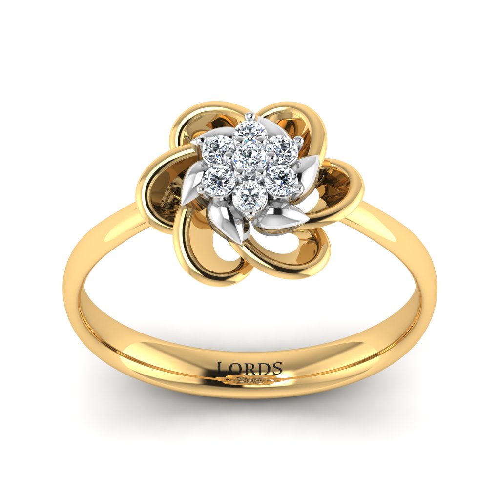 Diamond Studded Flower Ring lordsjewels